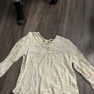 Chic Cream Women's Blouse with Embroidery